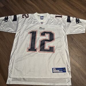 Reebok White and Black Patriots Jersey